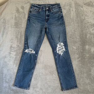 American Eagle Outfitters Super High Rise Ankle Straight Distressed Jeans Size 0